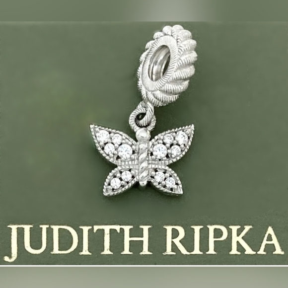 Judith Ripka Jewelry - Sterling Silver 925 JUDITH RIPKA Designer Butterfly CZ Necklace Pendant Charm 🦋